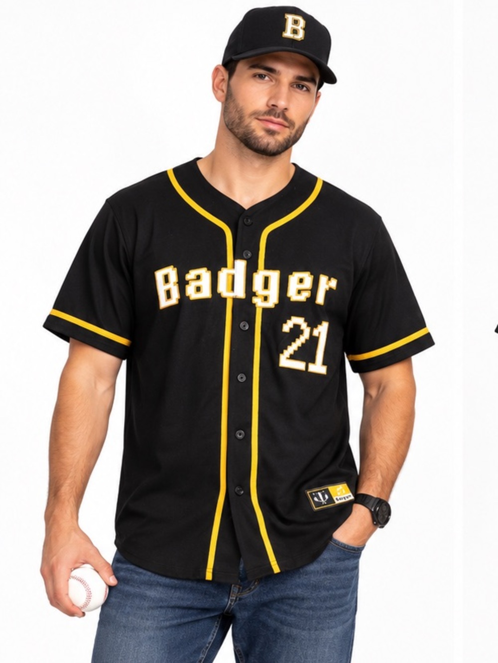 RARE BADGER 21 NFT Baseball Cotton collectible  Men's Jersey Black XL limited